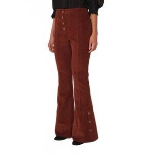 NWT FARM RIO High-Waisted Corduroy Flared Trousers In Brown Women's Size S